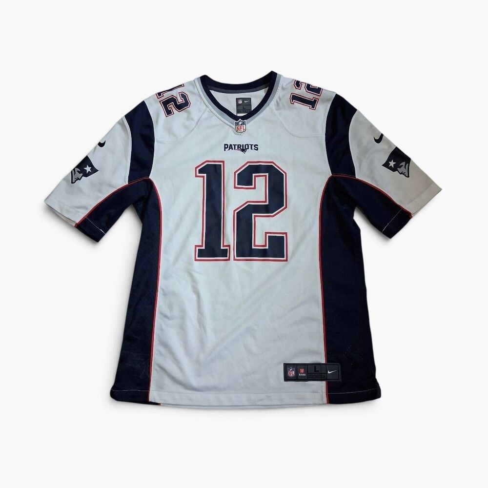 Nike NFL New England Patriots Tom Brady #12 Jersey White On Field Men's Large